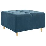 vidaXL Pouf de rangement avec coussin Bleu 80 x 80 x 45 cm Velours