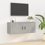 vidaXL Meuble TV mural Gris béton 100x34 5x40 cm