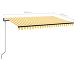 vidaXL Auvent automatique capteur de vent/LED 400x350cm Jaune et blanc