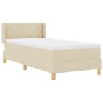 vidaXL Lit box spring avec matelas - Crème  100 x 200 cm  Tissu
