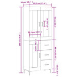 vidaXL Buffet haut Blanc 69 5x34x180 cm Bois d'ingénierie