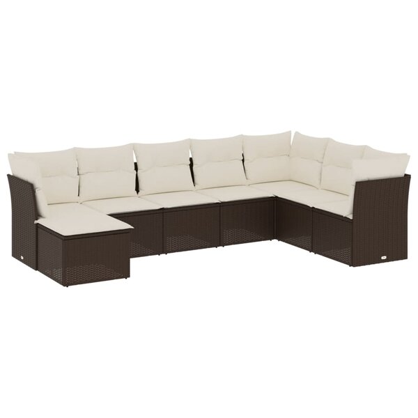 vidaXL Salon de jardin 8 Pièces avec coussins marron résine tressée