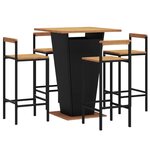 vidaXL Ensemble de bar jardin 5 Pièces noir poly rotin/bois massif acacia