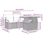 vidaXL Ensemble de canapé de jardin 5 Pièces Gris Poly rotin