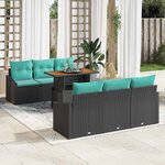 vidaXL Ensemble de salle à manger pour jardin 7 Pièces Noir et Sarcelle