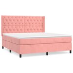 vidaXL Sommier à lattes de lit avec matelas Rose 160x200 cm Velours