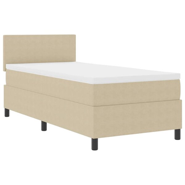 vidaXL Lit à Ressorts avec Matelas & Lumière LED Vert Gris 90x200 cm Tissu en Velours Côtelé