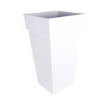 EDA Pot de fleurs XXL Toscane - Carré - 43,3 x 43,3 x H 80 cm - 98 L - Blanc