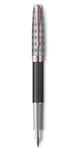 PARKER Sonnet Premium  Stylo plume  Métal et Laque Grise  Plume fine 18k  Coffret cadeau