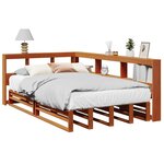 vidaXL Lit bibliothèque sans matelas cire marron 120x200 cm pin massif