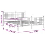 vidaXL Cadre de lit métal sans matelas et pied de lit blanc 150x200 cm