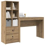 vidaXL Bureau avec tiroir avec étagère 2 Pièces Chêne artisanal