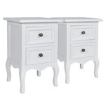 vidaXL Table de chevet 2 Pièces avec 2 tiroirs MDF Blanc