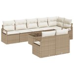vidaXL Ensemble de Canapé de Jardin 9 Pièces avec Coussins en Rattan Poly Marron