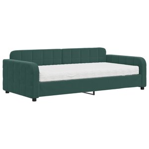 vidaXL Lit de jour avec matelas vert foncé 100x200 cm velours