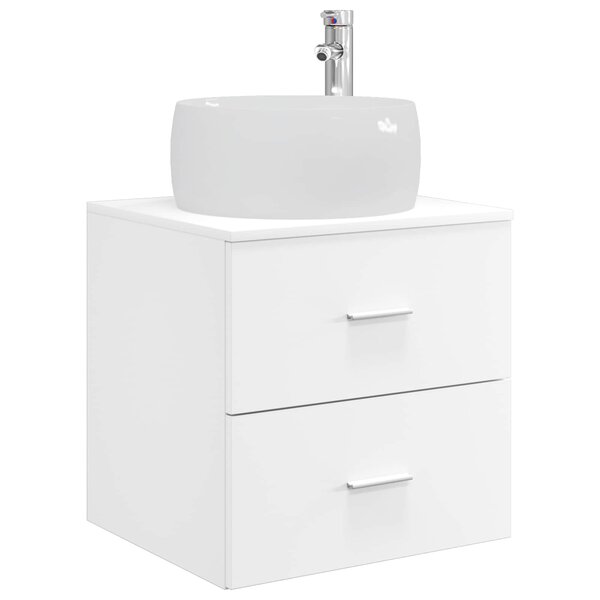vidaXL Vanité de lavabo mural Blanc 49 5 x 44 5 x 66 cm