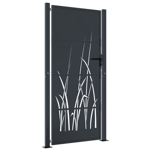 vidaXL Portail de jardin anthracite 105x180cm acier conception d'herbe