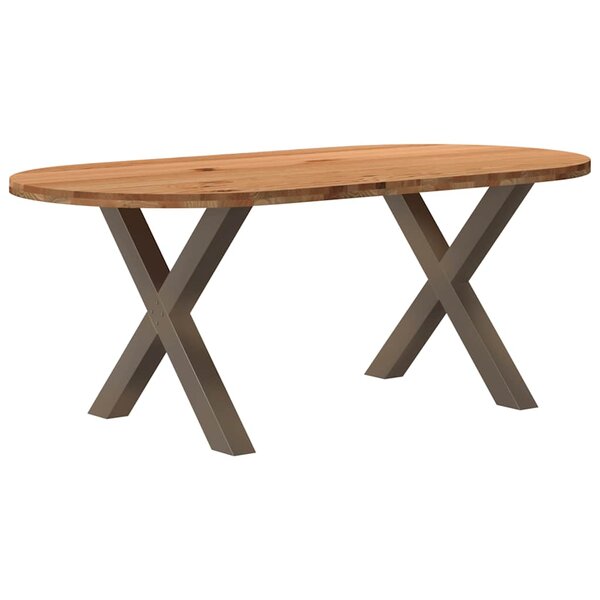 vidaXL Table à manger marron clair bois de chêne massif ovale