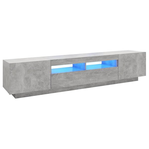 vidaXL Meuble TV avec lumières LED Gris béton 200x35x40 cm
