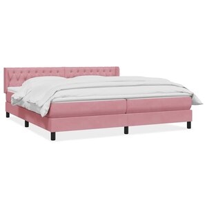 vidaXL Sommier à lattes de lit avec matelas rose 180x210 cm velours