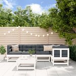 vidaXL Salon de jardin 6 Pièces avec coussins blanc bois massif