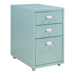 Caisson de bureau armoire meuble de rangement à roulettes acier 48 x 28 x 41 cm vert menthe 03_0009123