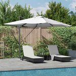 vidaXL Parasol Roma à Bras Déporté Beige et Noir 352 x 251 x 265 cm