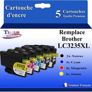 T3AZUR Lot de 5 Cartouches compatibles avec Brother LC3235 XL pour Brother DCP-J1100DW MFC-J1300DW