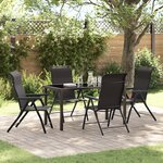vidaXL Ensemble de Dîner de Jardin 5 Pièces Noir Poly Rattan