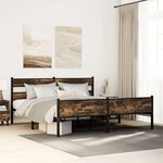 vidaXL Cadre de lit en métal sans matelas chêne fumé 193x203 cm