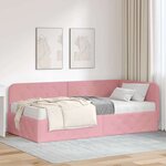vidaXL Cadre de lit d'angle avec matelas Rose 90 x 200 cm Velours