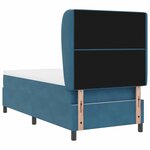 vidaXL Lit à ressorts avec matelas Bleu foncé 90 x 190 cm Velours