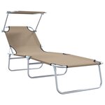 vidaXL Chaises longues pliantes 2 Pièces avec auvent en tissu Oxford 600D taupe