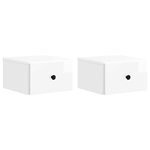 vidaXL Cabinet de chevet mural 2 pc Blanc brillant 34 5 x 33 x 20 cm