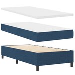 vidaXL Lit Box Spring avec Matelas Bleu 90x200 cm en Tissu