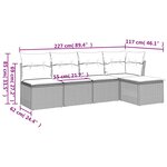 vidaXL Salon de jardin 5 Pièces avec coussins gris clair résine tressée