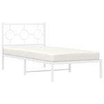 vidaXL Cadre de lit métal sans matelas avec tête de lit blanc 90x200cm