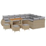 Ensemble de 13 pièces de canapé de jardin avec coussins beige en polyrotin acacia