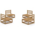 vidaXL Salon de jardin 4 Pièces marron miel bois de pin massif
