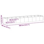 vidaXL Jardinière rouillé 360x80x40 cm acier inoxydable