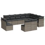 vidaXL Salon de jardin avec coussins 12 Pièces gris résine tressée