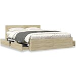 vidaXL Cadre de lit tête de lit sans matelas chêne sonoma 150x200 cm