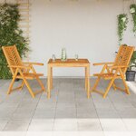 vidaXL Ensemble de salle à manger pour jardin 3 Pièces Marron