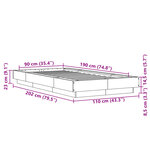 vidaXL Cadre de lit avec lumières LED chêne fumé 90x190 cm