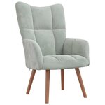 vidaXL Chaise de relaxation avec repose-pied Gris clair Velours