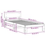 vidaXL Cadre de lit avec tête de lit Naturel 90 x 200 cm Pin massif