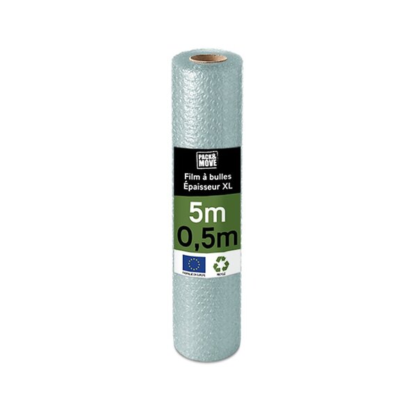 Pack and Move - Film à bulle recyclé - 0 5 x 5 m - Déménagement  expédition et protection - Papier bulle de qualité - 70  recyclé