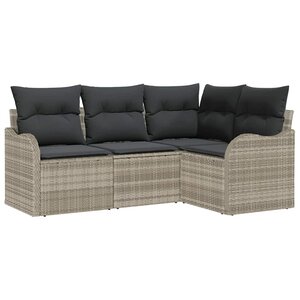 vidaXL Ensemble de canapé de jardin 4 Pièces Gris clair polyrotin
