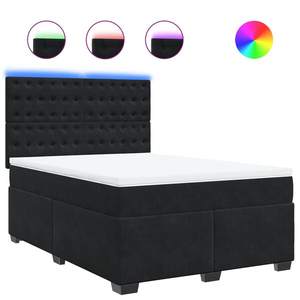 vidaXL Sommier à lattes de lit avec matelas Noir 140x200 cm Velours