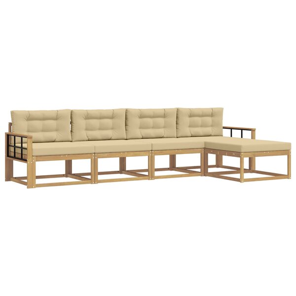 vidaXL Ensemble de canapés d'extérieur 4 pc Blanc et Beige Polyester